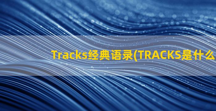 Tracks经典语录(TRACKS是什么意思)