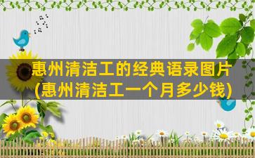惠州清洁工的经典语录图片(惠州清洁工一个月多少钱)